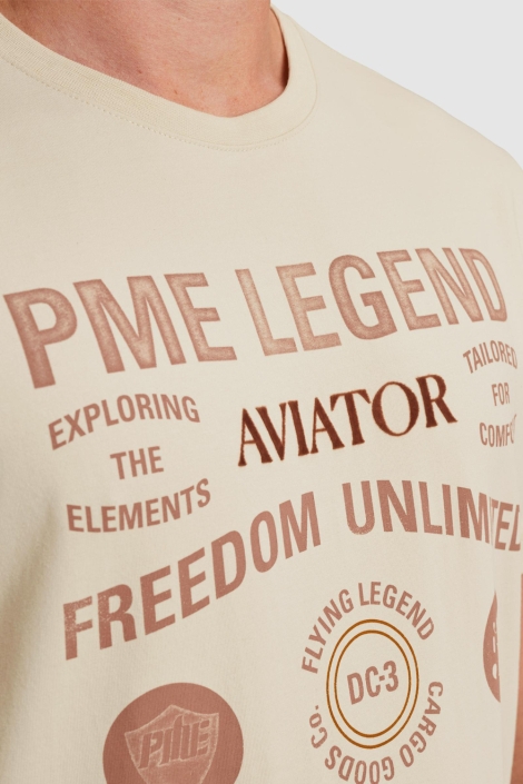 PME legend ecru heren t-shirt | Close up