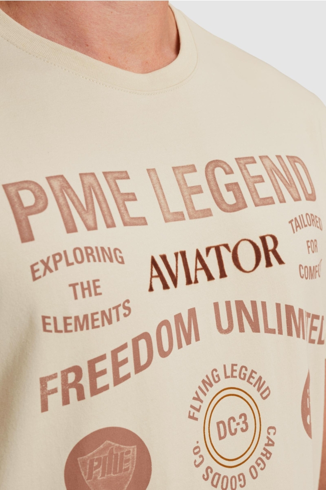 PME legend ecru heren t-shirt | Close up