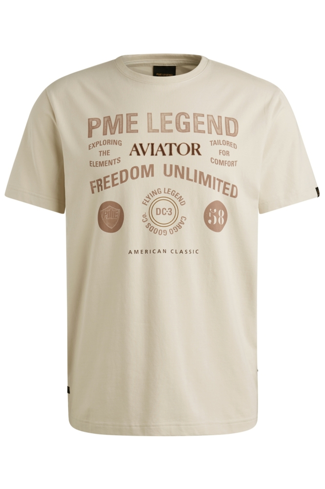 PME legend ecru heren t-shirt | Vooraanzicht