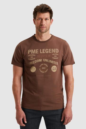 PME legend short sleeve r-neck cotton elastan Bruin