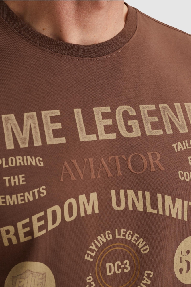 PME legend bruine heren t-shirt | Close up