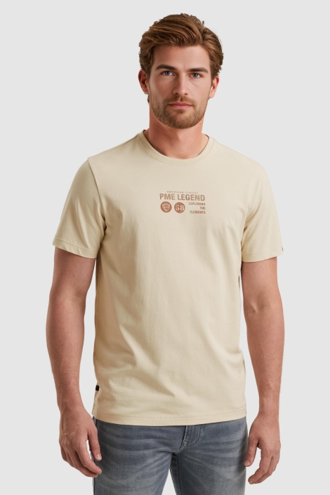 PME legend beige heren t-shirt | Model vooraanzicht