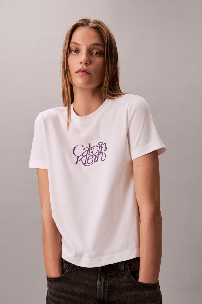 Calvin Klein witte dames t-shirt | Model vooraanzicht