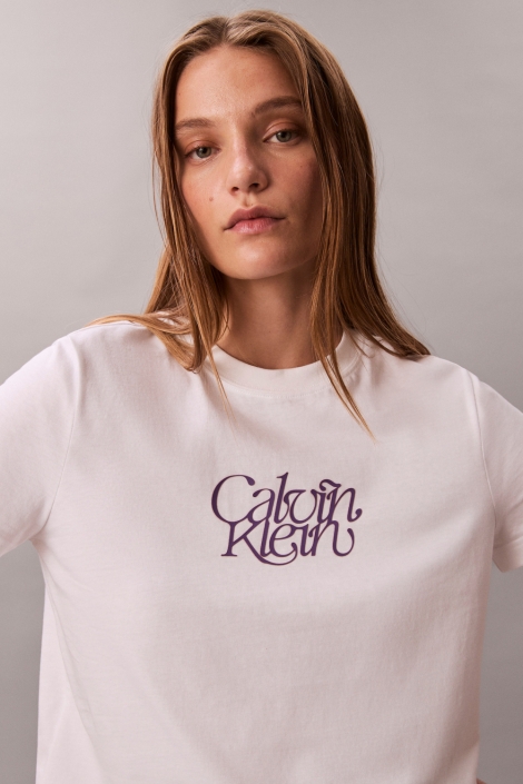 Calvin Klein witte dames t-shirt | Close up
