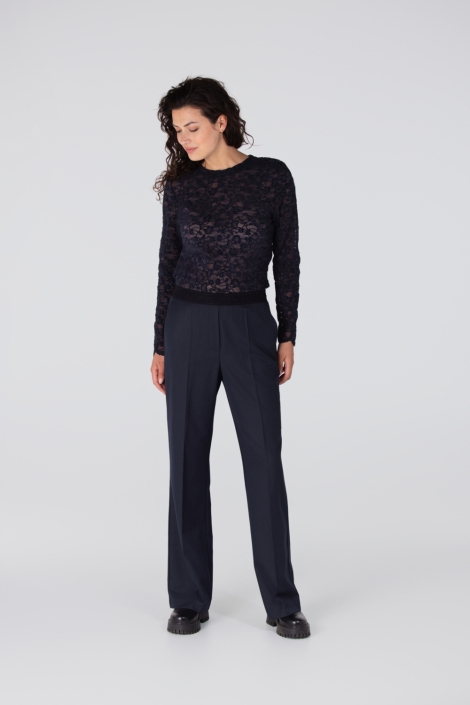 Juffrouw Jansen blauwe dames t-shirt | Model