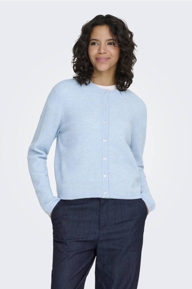 Only blauwe dames vest | Model vooraanzicht