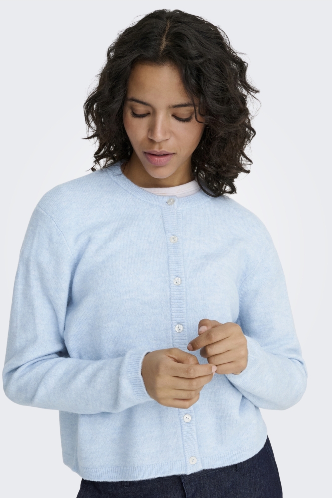 Only blauwe dames vest | Model vooraanzicht