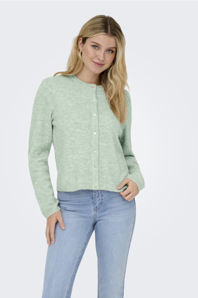 Only groene dames vest | Model vooraanzicht