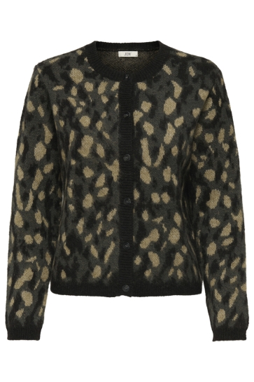 Jacqueline de Yong JDYKAYLA LIFE L/S JACQ O-NECK CARDI 15359725 ASPHALT/W.BLACK/TIGER EYE JACQUARD