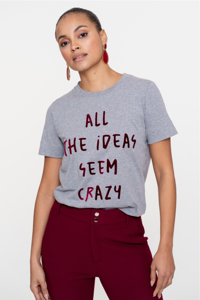 Geisha grijze dames t-shirt | Model vooraanzicht