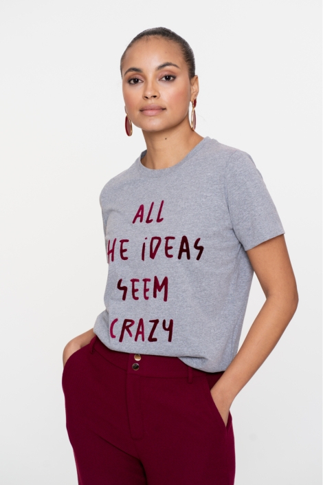 Geisha grijze dames t-shirt | Model vooraanzicht