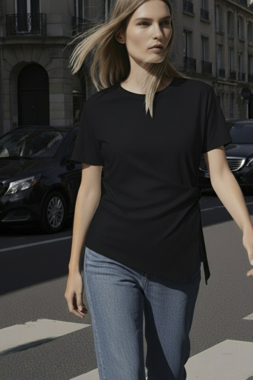 Hypedrop HDMADISON DRAPED SS TEE 32000038 BLACK