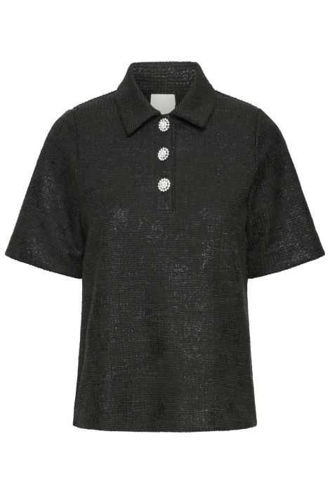 Ichi zwarte dames blouse | Vooraanzicht