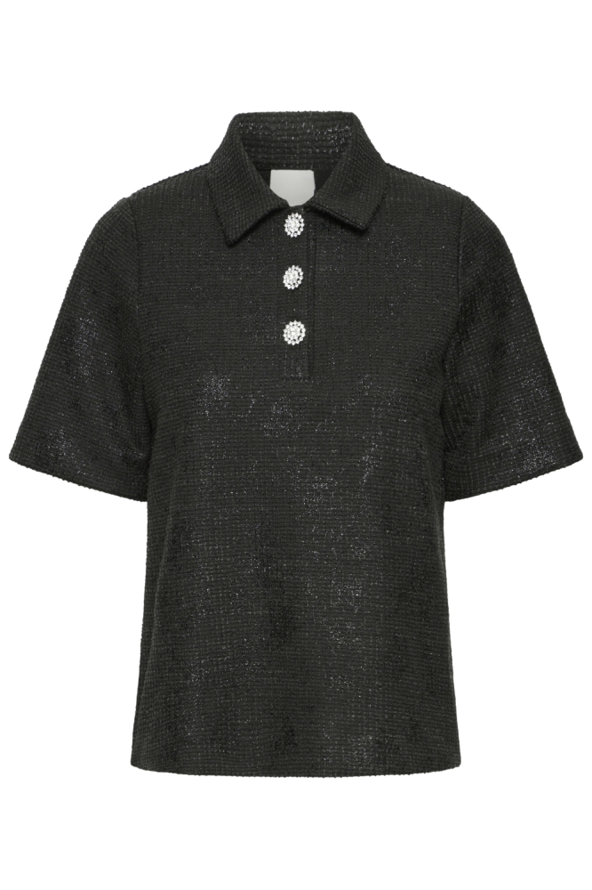 Ichi zwarte dames blouse | Vooraanzicht