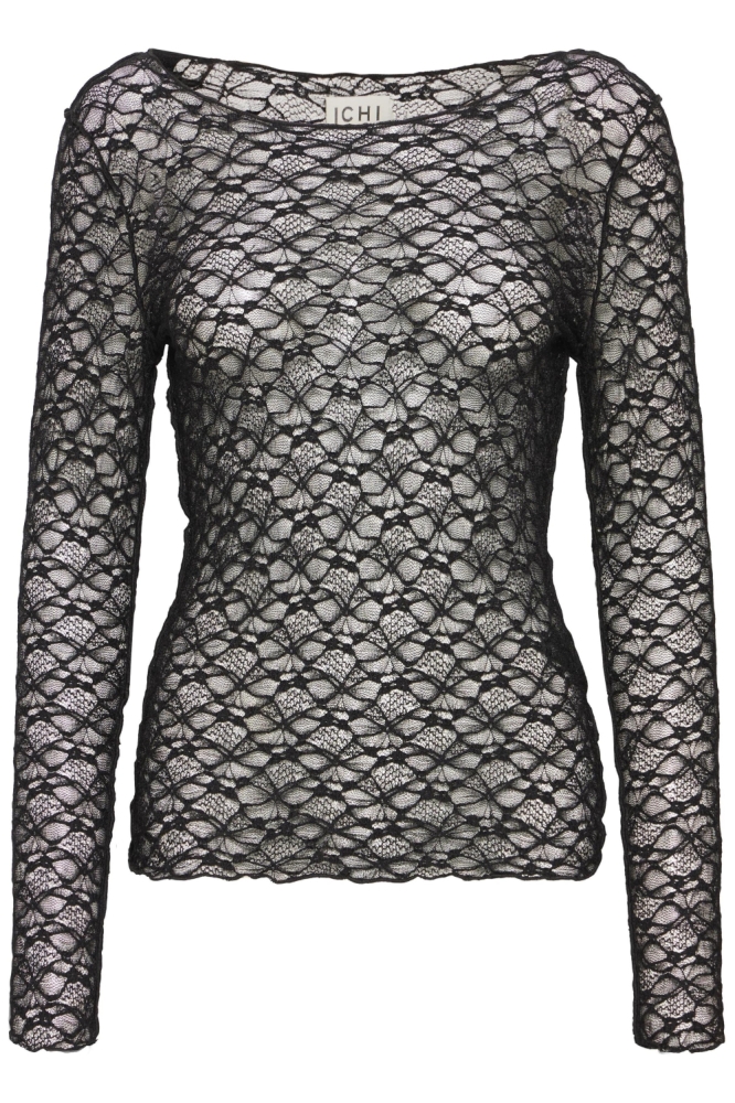 Ichi zwarte dames t-shirt | Vooraanzicht