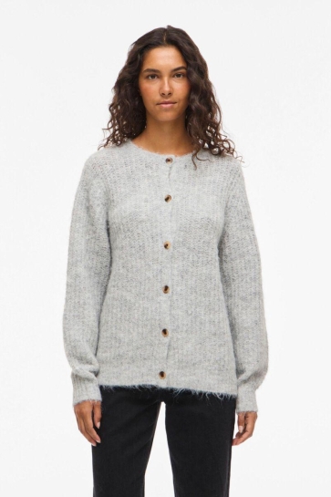 Vila VILAMPE O-NECK L/S KNIT CARDIGAN-NO 14112724 Medium Grey Melange