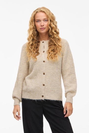 Vila VILAMPE O-NECK L/S KNIT CARDIGAN-NO 14112724 Super Light Natural Melange