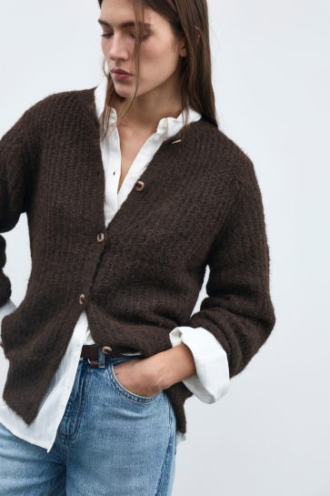 Vila vilampe o-neck l/s knit cardigan-no Bruin