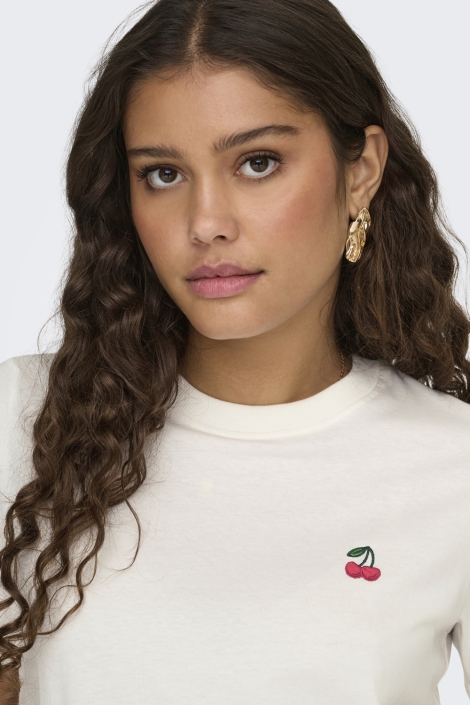 Jacqueline de Yong witte dames t-shirt | Close up