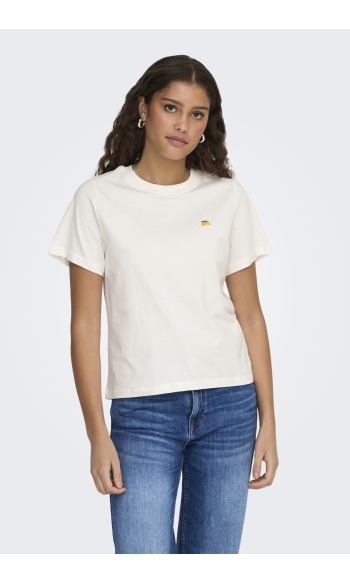 JDYPISA S/S PRINT TOP JRS NOOS 15298612 Cloud Dancer/LEMON