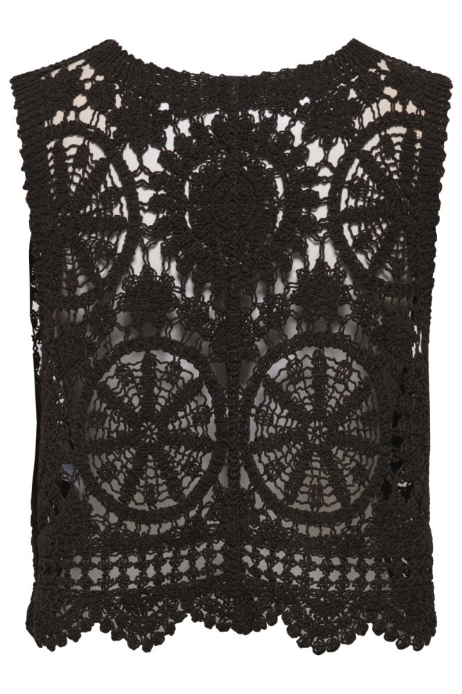 Jacqueline de Yong bruine dames vest | Achteraanzicht