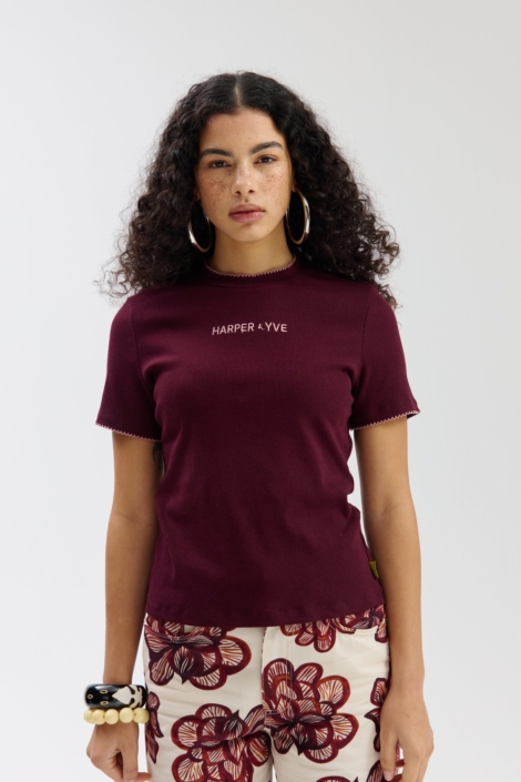 Harper & Yve bordeaux dames t-shirt |