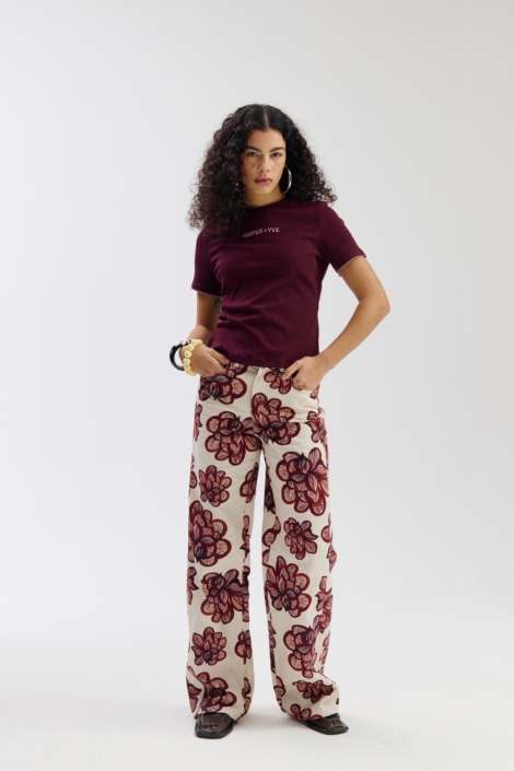 Harper & Yve bordeaux dames t-shirt |