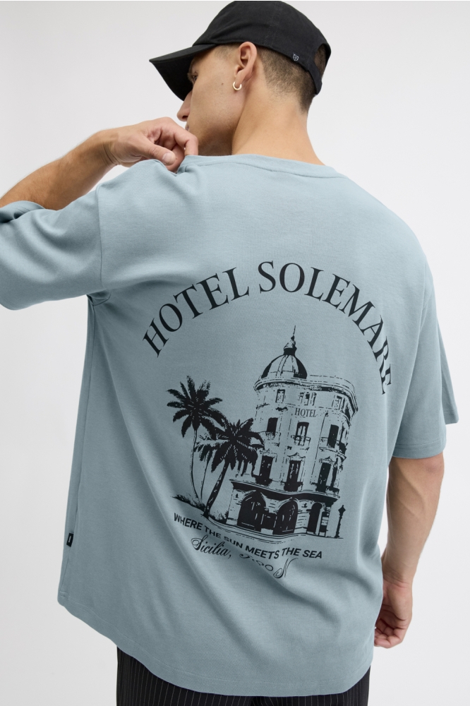 Jack & Jones blauwe heren t-shirt | Model achteraanzicht