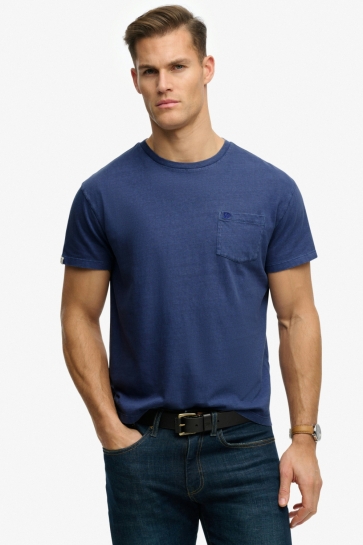 Superdry cotton classic linen pkt tee Blauw
