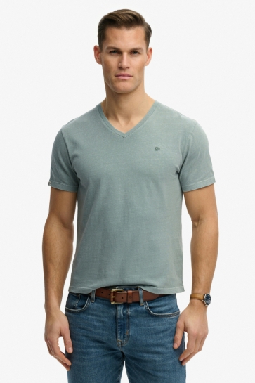 Superdry classic cotton linen vee Groen
