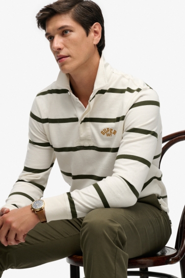 Superdry Polo VINTAGE ATHLETIC STRIPE RUGBY M1110479A j8l athletic white stripe