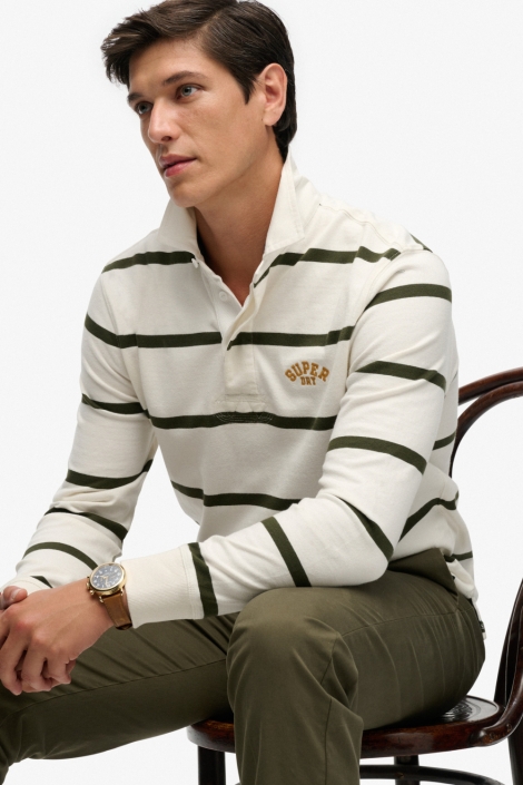 Superdry witte heren polo | Model vooraanzicht