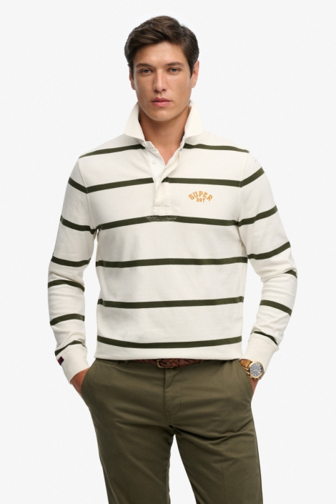 Superdry witte heren polo | Model vooraanzicht