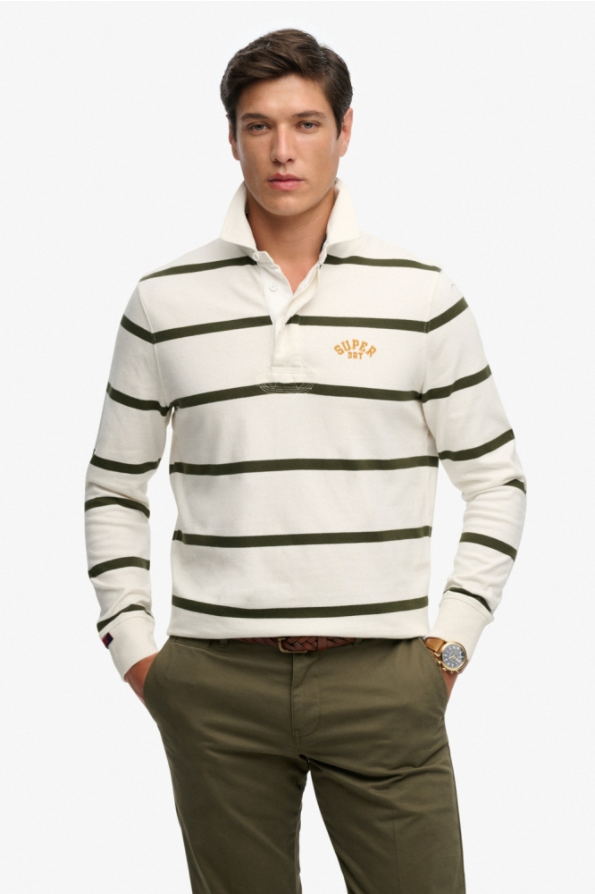 Superdry witte heren polo | Model vooraanzicht