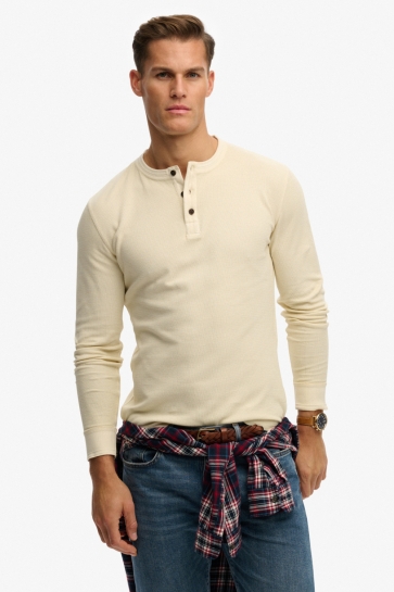 Superdry Polo LW TEXTURED GRANDAD TOP M6010956A 1lg oatmeal beige