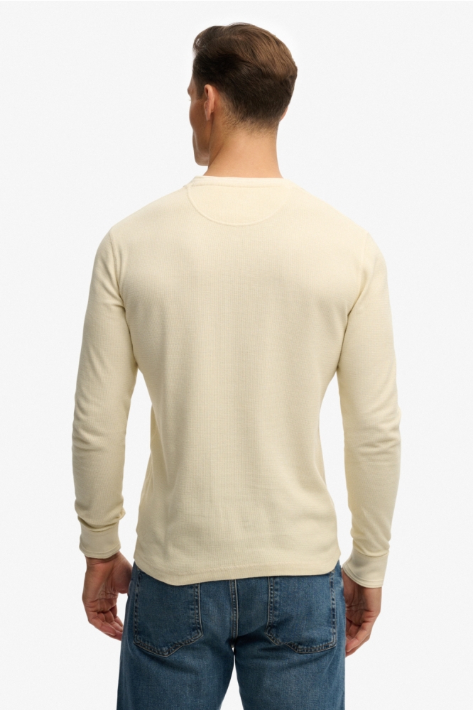 Superdry beige heren polo | Model achteraanzicht