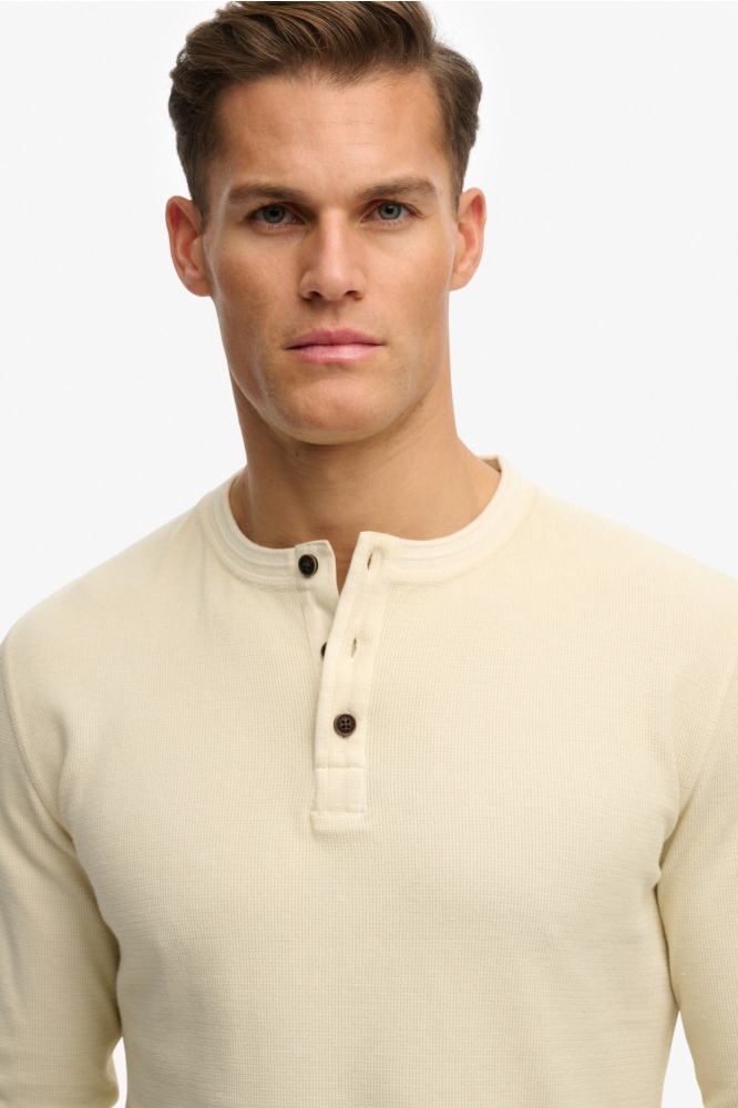 Superdry beige heren polo | Close up