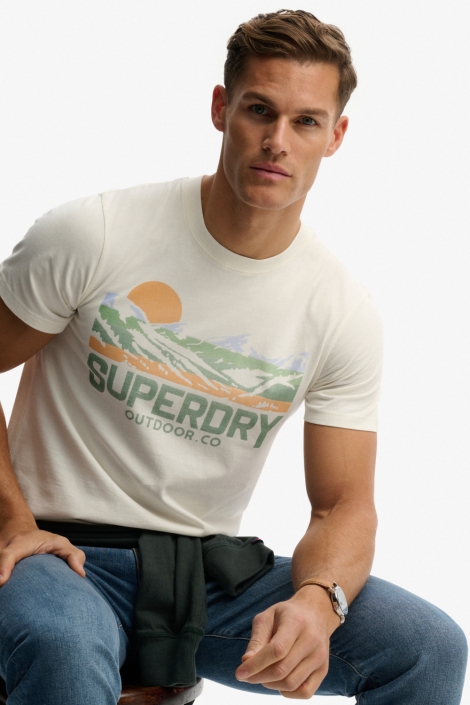 Superdry witte heren t-shirt | Model vooraanzicht