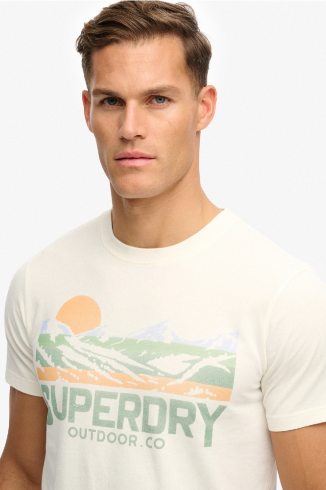 Superdry witte heren t-shirt | Close up