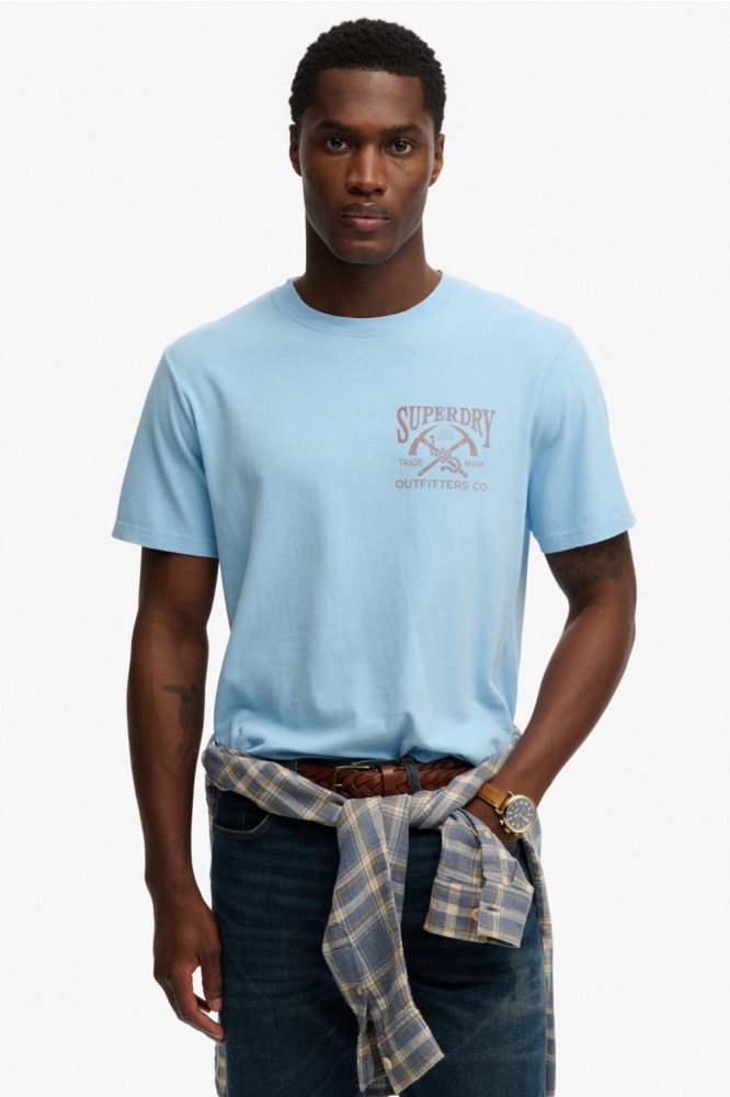 Superdry blauwe heren t-shirt | Model vooraanzicht