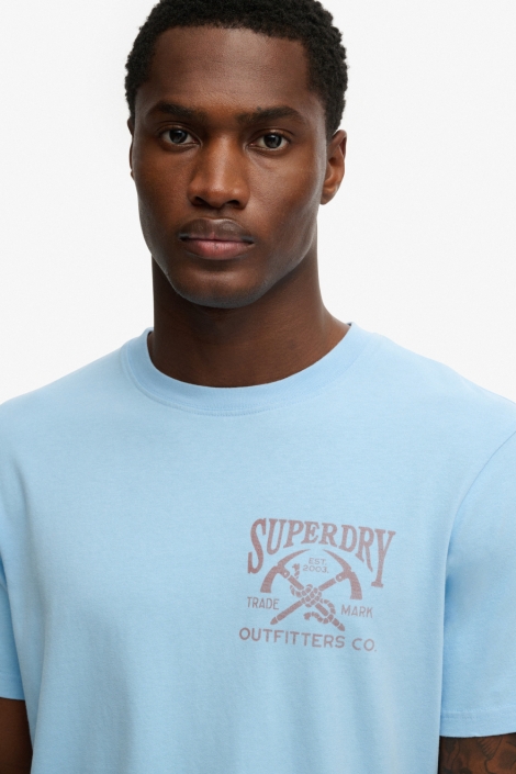 Superdry blauwe heren t-shirt | Close up