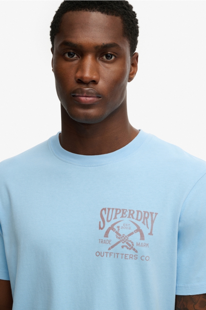 Superdry blauwe heren t-shirt | Close up