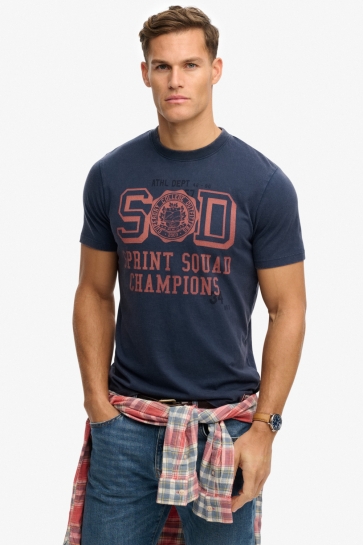 Superdry T-shirt VINTAGE PREP RELAXED TEE M1012363A NAVY
