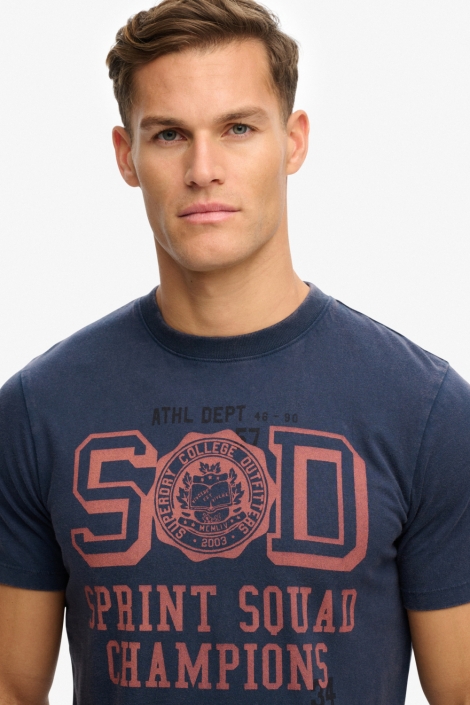 Superdry blauwe heren t-shirt | Close up