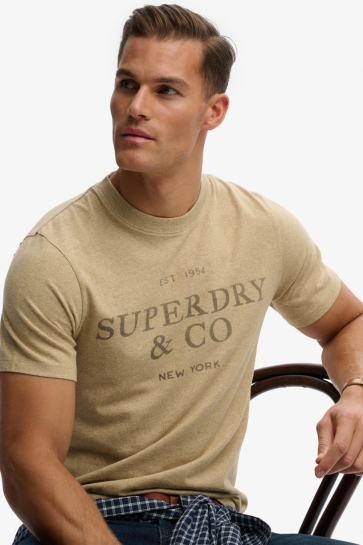 Superdry T-shirt 1954 COMPANY RELAX TEE M1012392A pumice stone beige marl