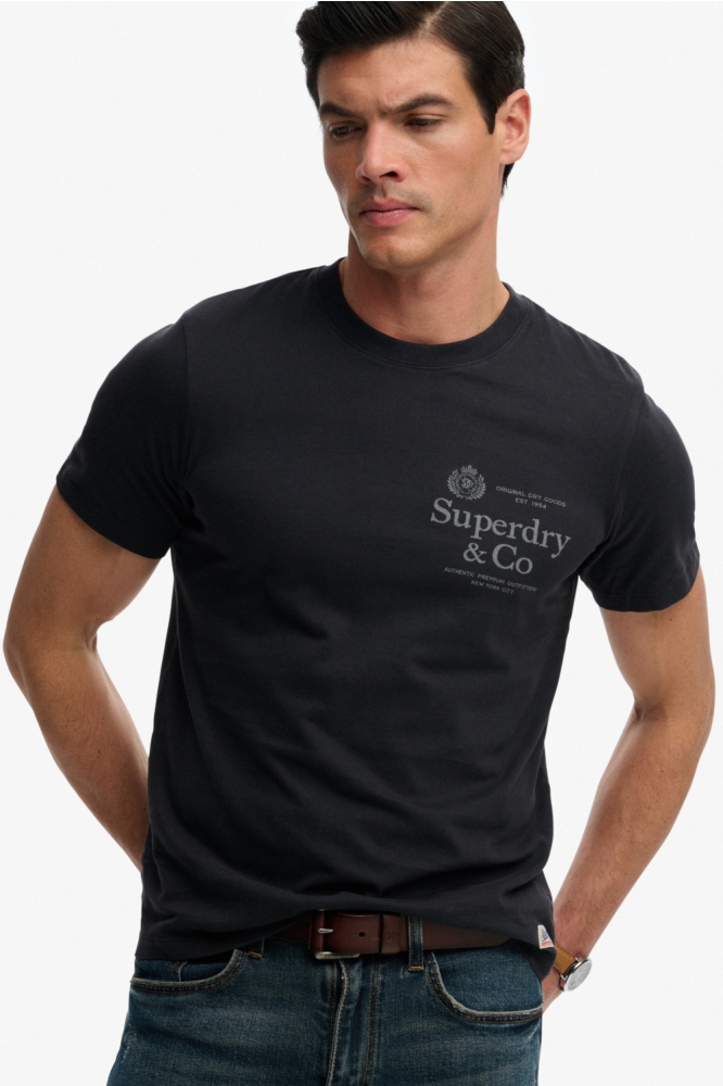 Superdry blauwe heren t-shirt | Close up