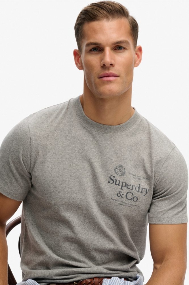 Superdry grijze heren t-shirt | Close up