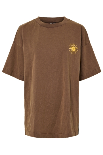 Pieces T-shirt PCKISE OVERSIZED WASHED T-SHIRT JRS 17163074 DEEP MAHOGANY/ TROPICAL