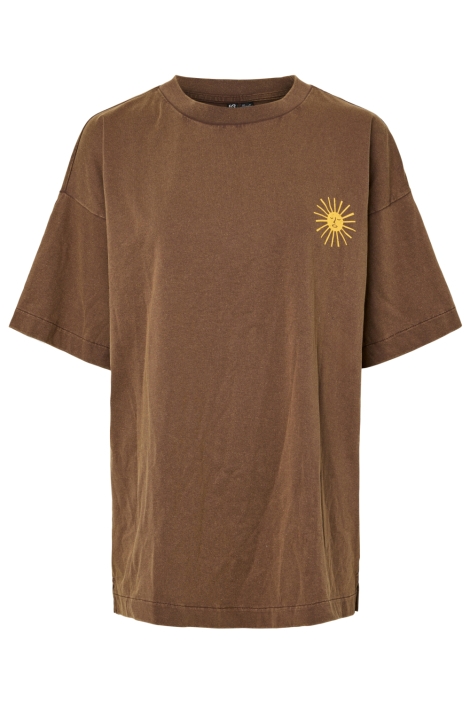 Pieces bruine dames t-shirt | Vooraanzicht