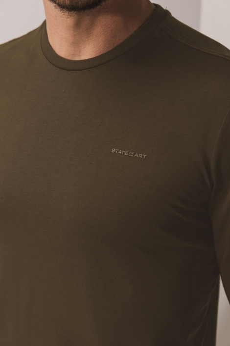 State of Art bruine heren t-shirt | Close up